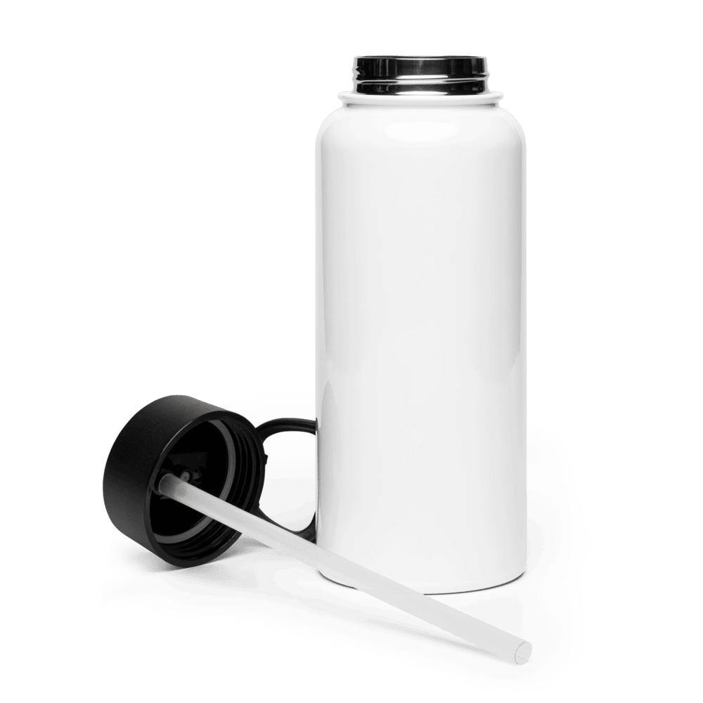 Stainless steel water bottle with a straw lid