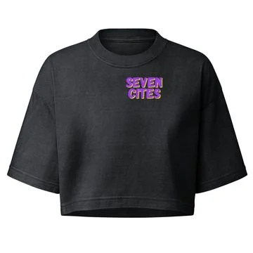 7 Cities Cropped Tee, washed black