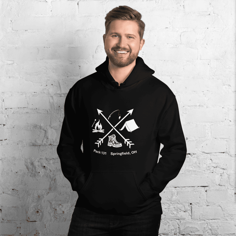 Forest green pullover hoodie — Pack 131 merchandise preview